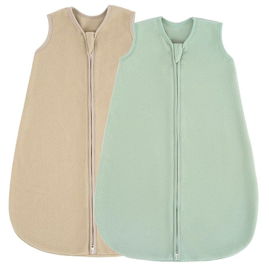 JELLYMONI Fleece Baby Sleep Sack 12-18 Months, 2 Pack 1.5 TOG Baby Wearable Blanket Winter Infant Sleeping sack with 2-Way Zipper, Warm Toddler Sleep Sack