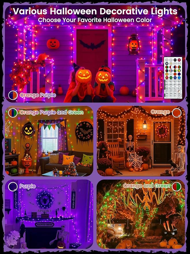 240LED Smart Color Changing Halloween Lights App Control, 95FT Waterproof RGB Music Sync Xmas Fairy String Light with Remote & Timer, Twinkle Christmas Tree Lights Outdoor Indoor Halloween Decorations