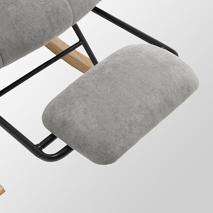 KEEZY Rocking Chair Nursery,Upholstered Glider Chair Padded Seat with High Backrest,Reading Chair,Armchair Comfy Side Chair for Living Room Bedroom Offices (Gray)