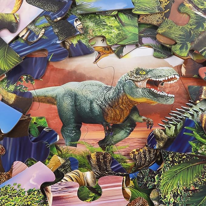 Jumbo Floor Puzzle for Kids,48 Piece Forest Dinosaur Large Jigsaw Puzzles, Fun Educational Preschool Learning Toy for Toddlers Ages 3-5,Gift for Boy Girl Ages 4-8