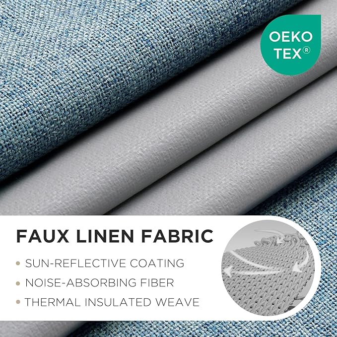 Joydeco Light Blue Blackout Curtains 120 Inches Long, Extra Long Blackout Curtains for Living Room Bedroom, Linen Textured Room Darkening Drapes for Windows with Grommets(52x120, Sky Blue)