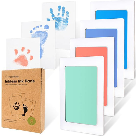 4-Pack Inkless Baby Hand and Footprint Kit - Mess Free Ink Pad for Newborn Keepsake, Dog Nose & Paw Print Kit, Clean Touch Ink Pad for Baby Hand & Footprints, Ideal New Mom Gifts (Popsicle)