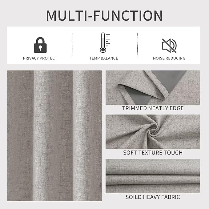 Joydeco Total Blackout Curtains Customize for Living Room Bedroom, Greyish White Grommet Privacy Thermal Insulated Room Darkening Curtain 1 Panel (Custom Size, Color)