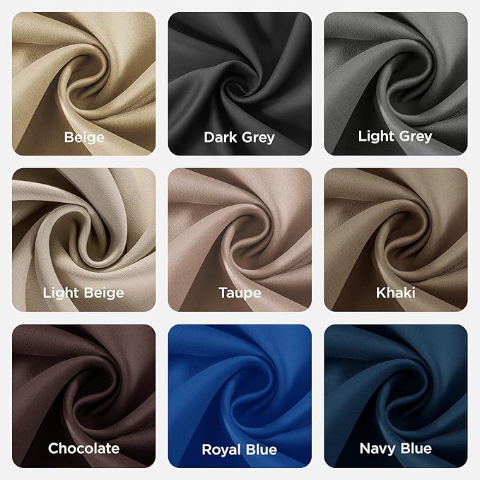 Joydeco Blackout Curtains 54 Inch Length 2 Panels Set, Thermal Insulated Long Curtains& Drapes 2 Burg, Room Darkening Grommet Drapes for Living Room Bedroom Window (W52 x L54 Inch, Beige)