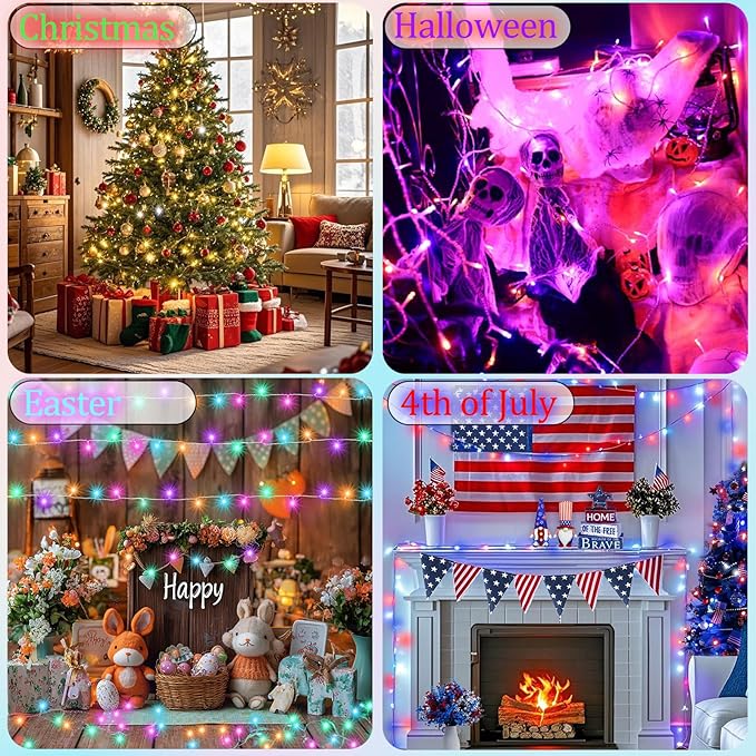 300 LED Color Changing Christmas Lights, 35 Colors 98FT String Lights Halloween Decorations, Waterproof Twinkle Fairy Light Clear Wire for Bedroom Indoor Outdoor Holiday Xmas Tree Wedding Party