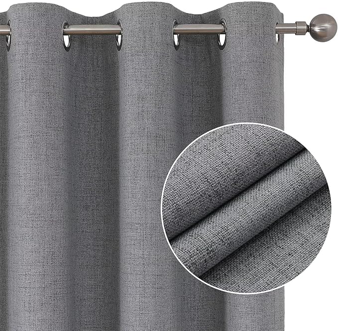 Joydeco Custom Light Grey Textured Total Blackout Curtain for Bedroom and Living Room. Grommet Textured Thermal Insulated Room Darkening Curtain 1 Panel (Custom Size and Color)