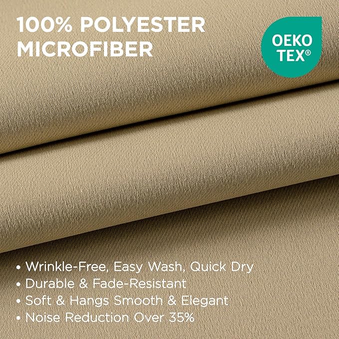 Joydeco Blackout Curtains 84 Inch Length 2 Panels Set, Thermal Insulated Long Curtains& Drapes 2 Burg, Room Darkening Grommet Drapes for Living Room Bedroom Window (W52 x L84 Inch, Beige)