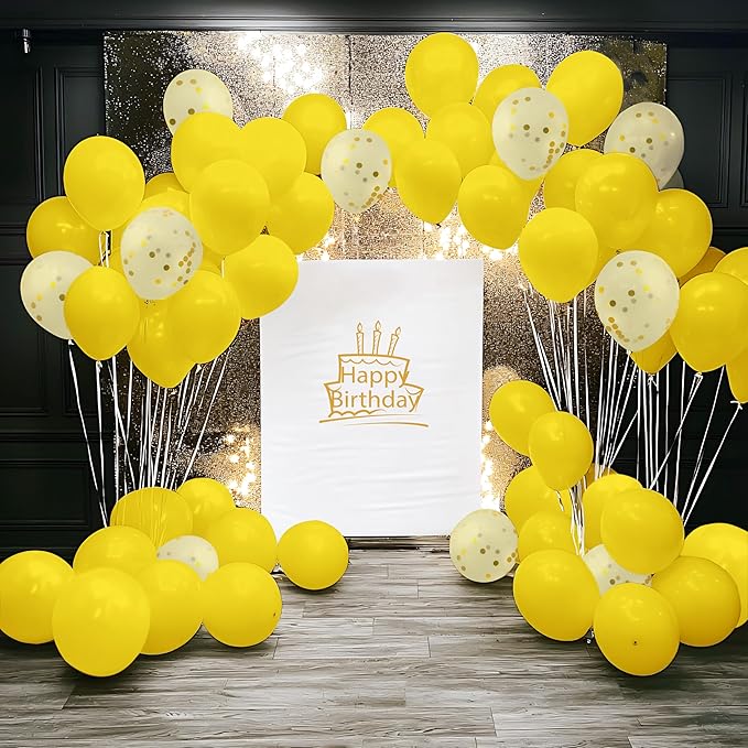 JOYIN 150 Pcs Yellow Balloons, Different Sizes 18 12 10 5 Inch Yellow Latex Balloon Arch Kit with Instruction for Birthday Party Graduation Wedding Holiday Decoration