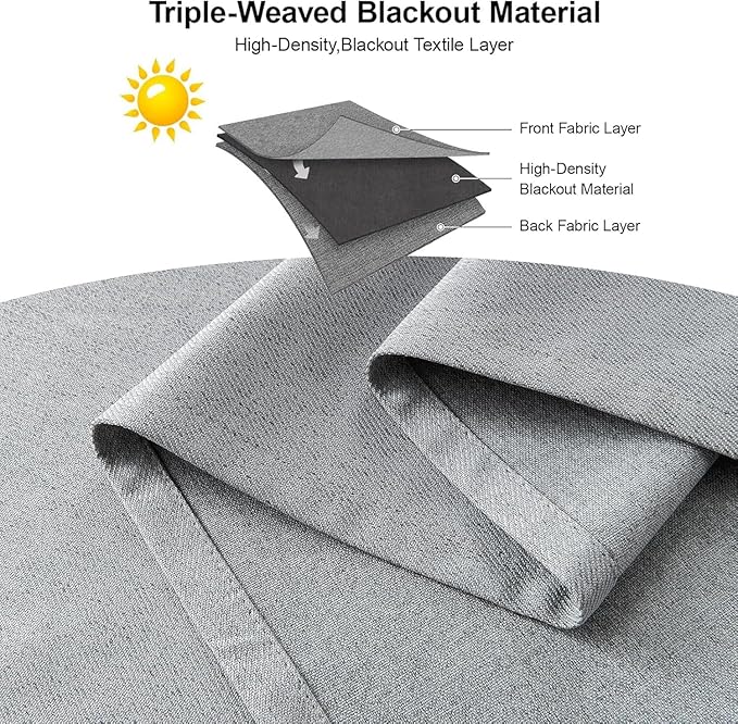 Joydeco Custom 100% Blackout Curtains 1 Panel, Grommet Thermal Insulated Curtains& Drapes, Room Darkening Drapes for Bedroom Living Room Window (Custom Size, Light Grey)