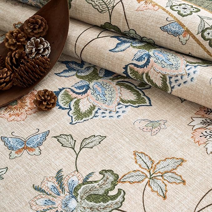 jinchan 3x5 Floral Rug for Entryway Washable Kitchen Rug Vintage Romance Design Small Mat Non Slip Indoor Doormat Lightweight Low-Profile Throw Carpet for Entrance Bathroom Laundry Room, Green/Beige