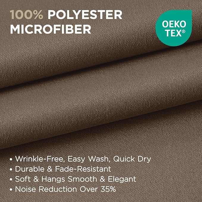 Joydeco Blackout Curtains 90 Inches Long 1 Panel, Thermal Insulated Long Curtains& Drapes 1 Piece, Room Darkening Grommet Drapes for Living Room Bedroom Window (W70 x L90 Inch, Khaki)