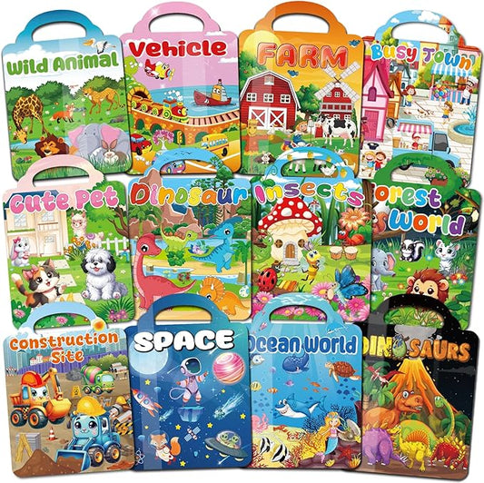 12 Set Reusable Sticker Books for Toddlers 2-4 1-3, Kids 3D Puffy Sticker Activity Books, Birthday Party Favors Goodie Bags Stuffer