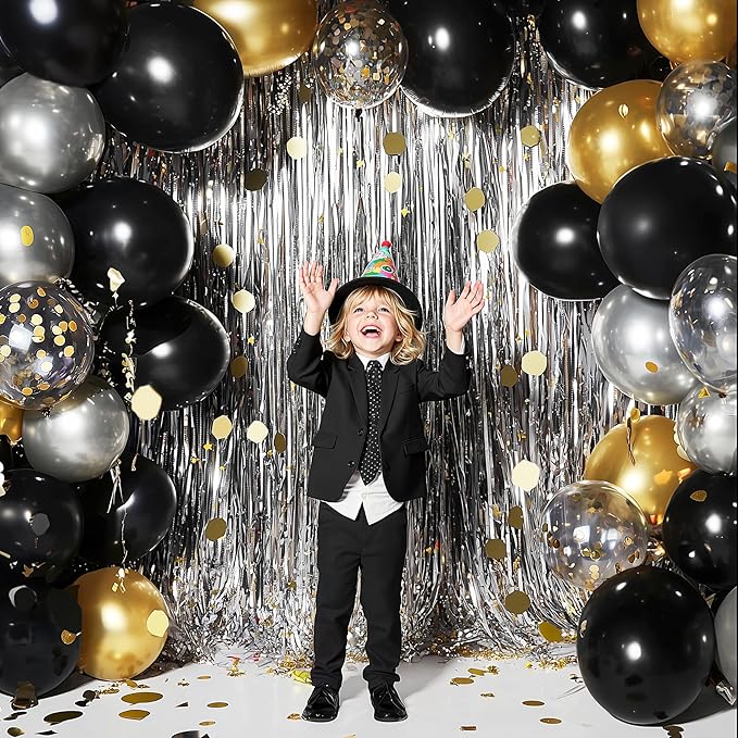 JOYIN 150 Pcs Black Balloons, Different Sizes 18 12 10 5 Inch Black Latex Balloon Arch Kit with Instruction for Birthday Party Graduation Wedding Holiday Decoration