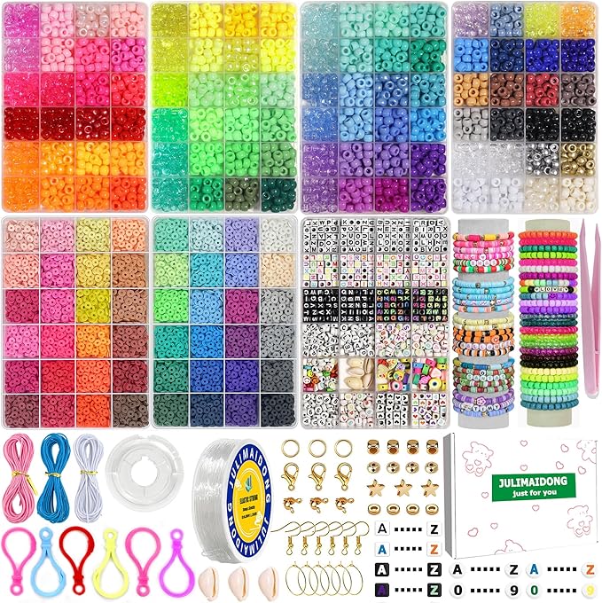 JULIMAIDONG 11500Pcs Pony Beads, Beads for Bracelets Making, Multi-Colored Hair Beads for Hair Braids, 144 Colors Kandi Friendship Bracelet Beads Jewelry Making Kits for Craft (144Color)