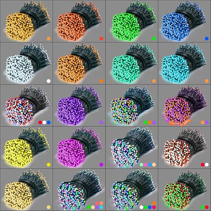 164FT Christmas Lights Outdoor, 35 Colors Changing 500 LED String Lights Green Wire Remote Timer, Waterproof Halloween Light for Indoor Outdoor Holiday Party Xmas Tree Wedding Decor