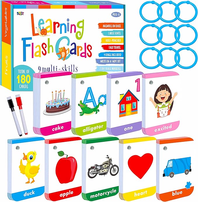 180 Toddler Learning Flashcards, Educational Tool for Preschoolers
