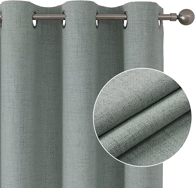 Joydeco Custom Sage Green Textured Total Blackout Curtain for Bedroom and Living Room. Grommet Textured Thermal Insulated Room Darkening Curtain 1 Panel (Custom Size and Color)