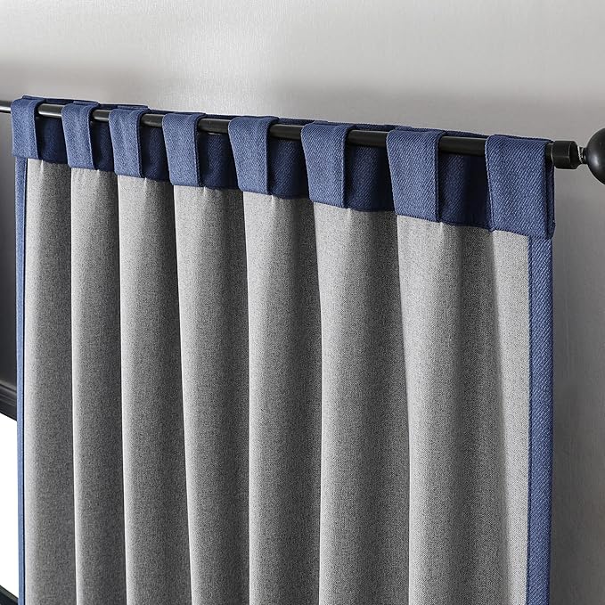 Joydeco Faux Linen Blackout Curtains for Bedroom,Blue Blackout Curtains 72 inches Long,100% Blackout Solid Thermal Insulated Window Drapes Luxury Decor for Living Room（W52xL72 Inch,Twilight Blue）