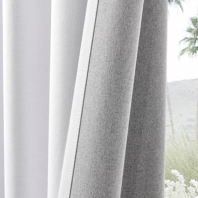 Joydeco Faux Linen Blackout Curtains for Bedroom,White Blackout Curtains 72 inches Long,100% Blackout Solid Thermal Insulated Window Drapes Luxury Decor for Living Room（W52xL72 Inch,White）